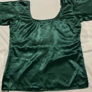 Elegant Green Satin Women's Top